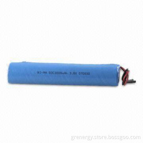 NiMH Battery Pack, Suitable for Lamp Products, with 3.6V Voltage and 3,000mAh Capacity